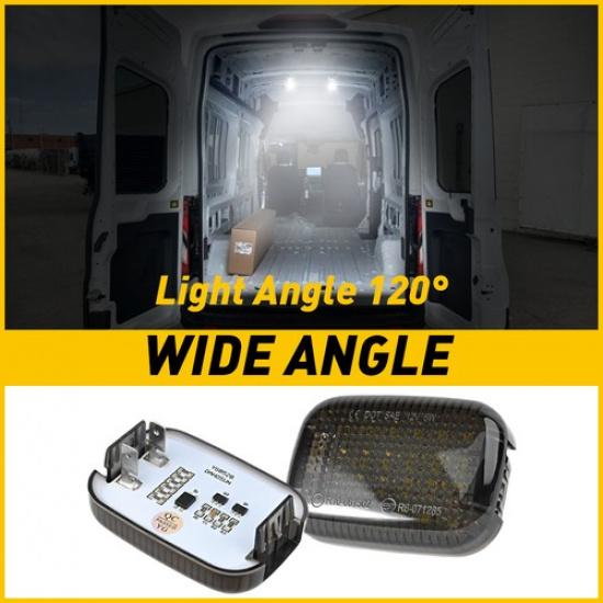 2X Cargo 24-LED Smoked Van Lens Dome Light For Ford 2015-2024 350 Transit HD Van