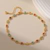 Gold Plated Stainless Steel Multi-Color Square CZ Anklet