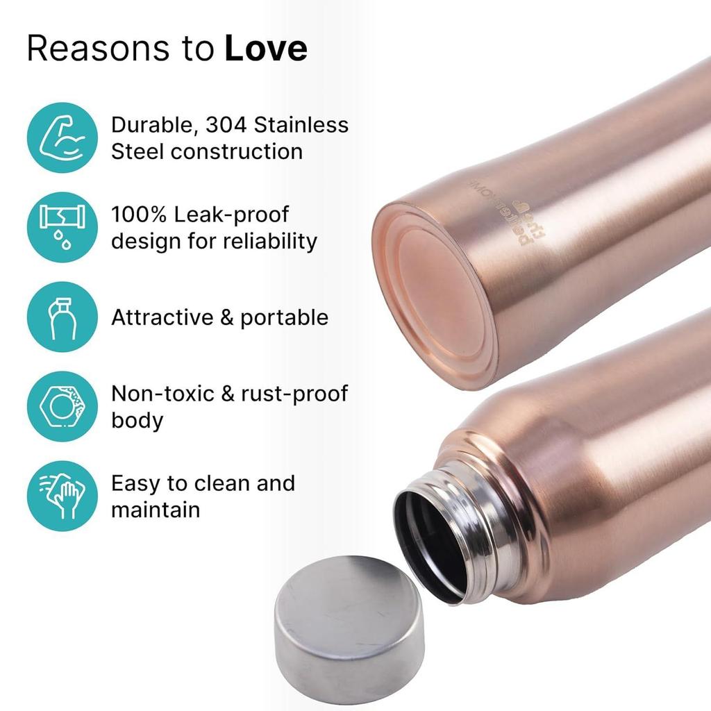 Home Stainless Steel Water Bottle 1L -1 (Gold)