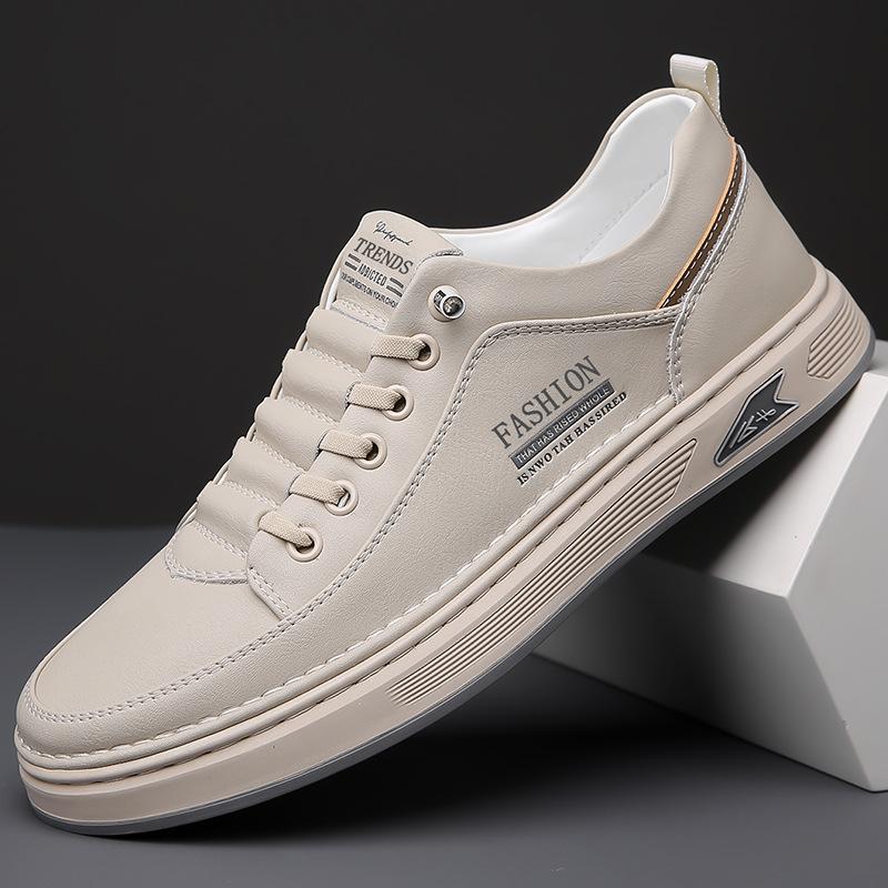 

Men s shoes 2024 summer new Korean version trend leather little white shoes men s soft sole hollow breathable casual board shoes 44
