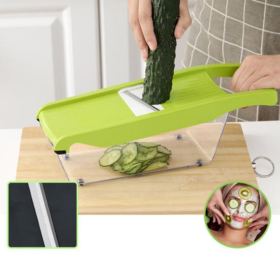 Multi-Function Vegetable Chopper with Hand Guard Manual Julienne & Slicer for Carrots Potatoes Cucumbers Essential Kitchen Tool for Home Cooking