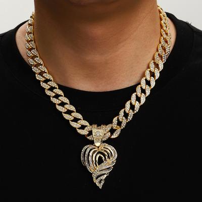Vollbesetzter Hohl-Liebes-Legierung Anhänger Hip Hop Persönlichkeitsdesign Sinn Herrenhalskette