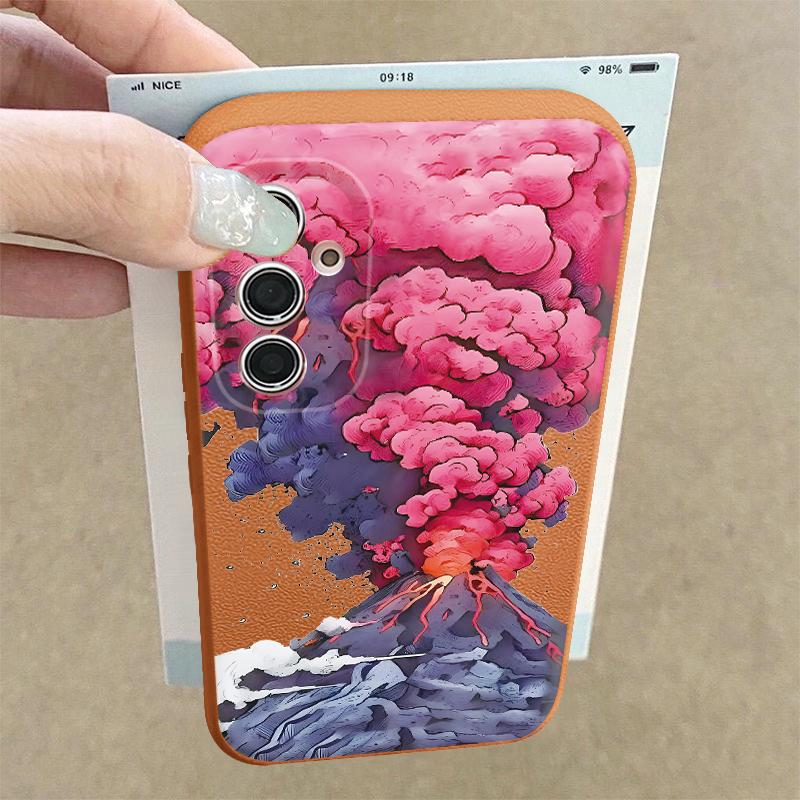 Case For Samsung Galaxy S25Edge S26 S24 S23 S22 Ultra S26 Plus S25 FE Mountain Landscape Pattern Leather Texture TPU Phone Cover