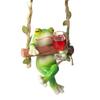 Frog on A Swing Ornament Compact Resin with Hemp Rope Hanging Decor Relaxing Garden Table Decorations for Indoor Outdoor