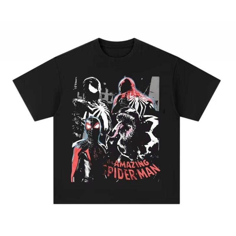 

Marvel Authentic 2026 Summer Collection New Venom SpiderUnisex Pattern LargeSized Unisexs Loose Casual Pure Cotton TShirt M