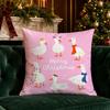 Christmas Pink Throw Pillow Covers Pattern Cushion Cover Suitable for Sofa Bedroom Car Pillow Cover