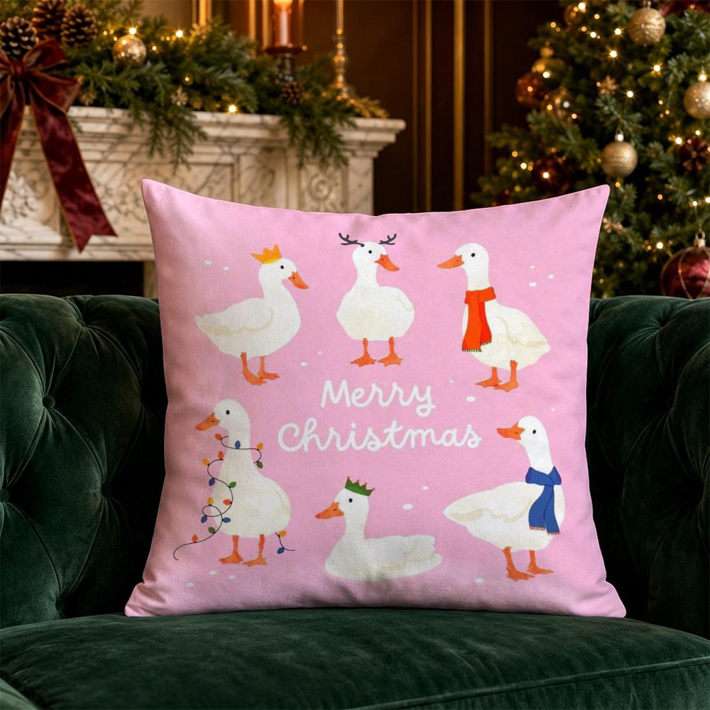 Christmas Pink Throw Pillow Covers Pattern Cushion Cover Suitable for Sofa Bedroom Car Pillow Cover
