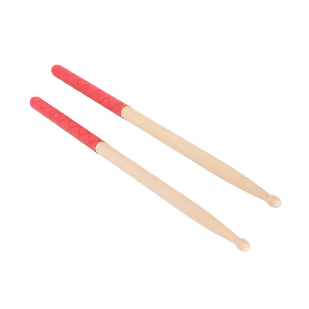 5A Drum Sticks for Adults Kids Beginners Maple Wood Tip Drumsticks with Anti Slip Rubber Handle for