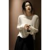 Women Loose Hollow Out Crew Neck Thin Knit Sweater Casual Long Sleeve Pullover Top