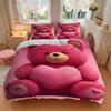 3pcs Pink Teddy Bear Bedding Set - Includes One Quilt Cover and Two Pillowcases (No Core) - Home Decor, Festival Gift, Polyester Fabric, Ani