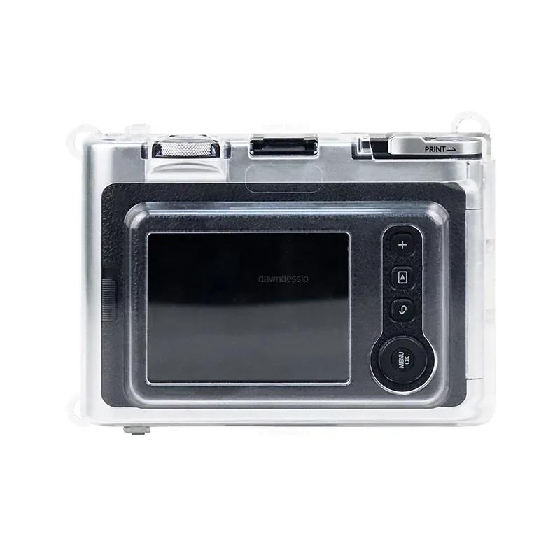 Clear Case for Fujifilm Instax Mini EVO Instant Film Camera Crystal Hard Shell Cover with Removable Shoulder Strap