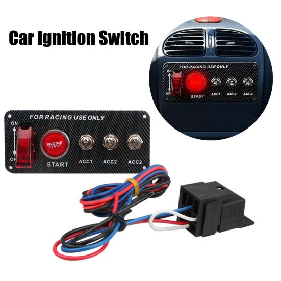 Ignition Switch Universal 12V Car Engine Start Push Button Direct Replacement for Racing Car