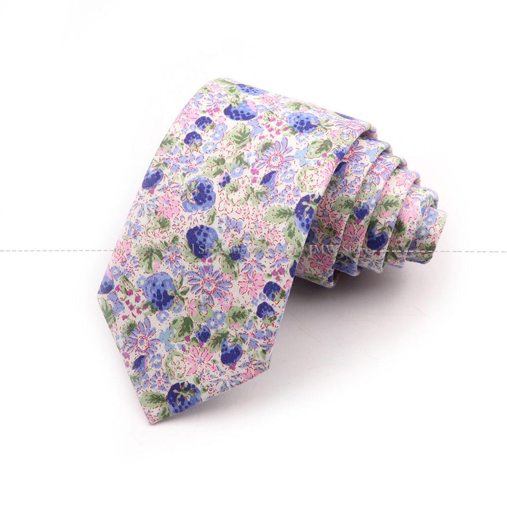 New Chic, Blumenkrawatte, 100 % Baumwollkrawatte, für Männer, helle Farbe, lässige schmale Krawatte, Hochzeitsfeier