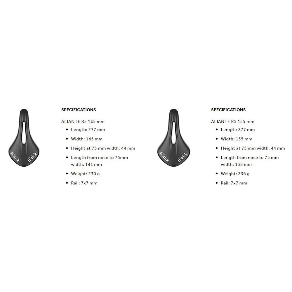 Fizik ALIANTE TEMPO R5 Rails S-Alloy [Black, 155mm]