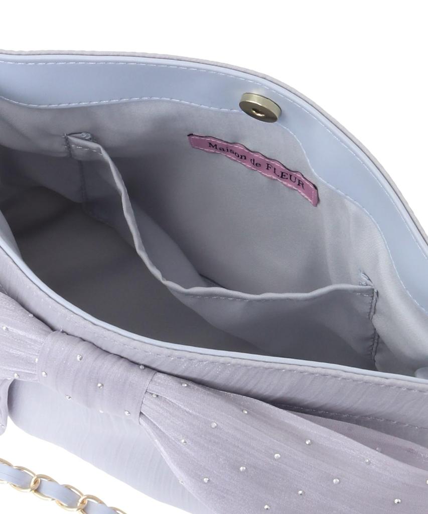 Maison de FLEUR Stone Ribbon Shoulder Bag, Grayish Blue, 08000047000