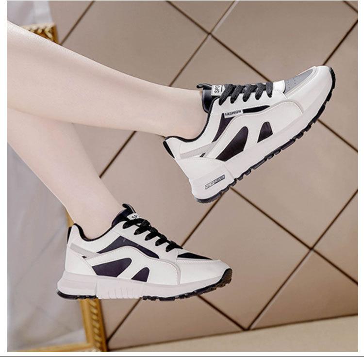 2025 spring new women's little white shoes leather surface light and versatile running sports and leisure women's shoes flat-soled small leather shoes