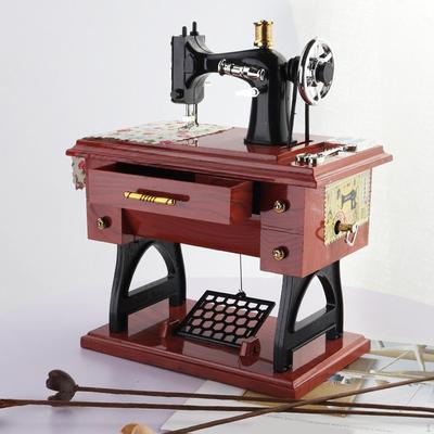 Wind Up Sewing Machine Music Box Ornament Chinese Retro styleVintage Musical Toy Mini Table Decor