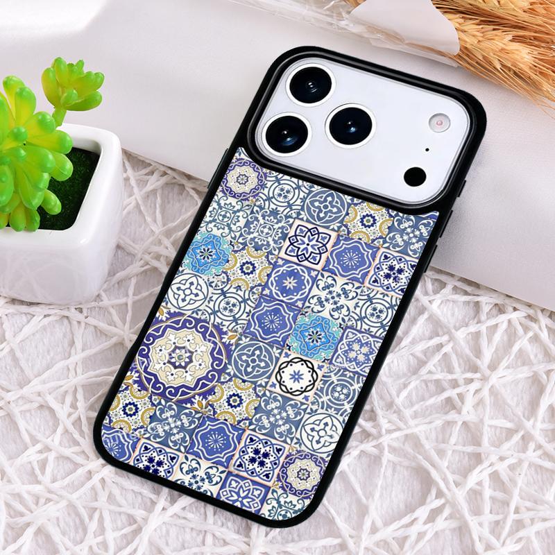 art Decorative Moroccan Tile Phone Case for iPhone 17 Air 16 15 11 12 14 13 Pro Max Shockproof Cover