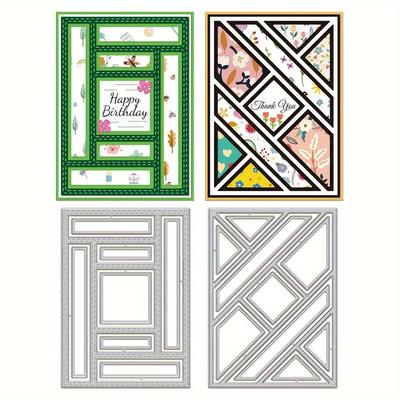 2ks Patchwork Obdĺžnikové Pozadie Výroba Pohľadníc Pečiatka Vykrajovacia Šablóna - DIY Kovové Rezacie a Razenie Nástroj pre Scrapbook Papierové Remeslá