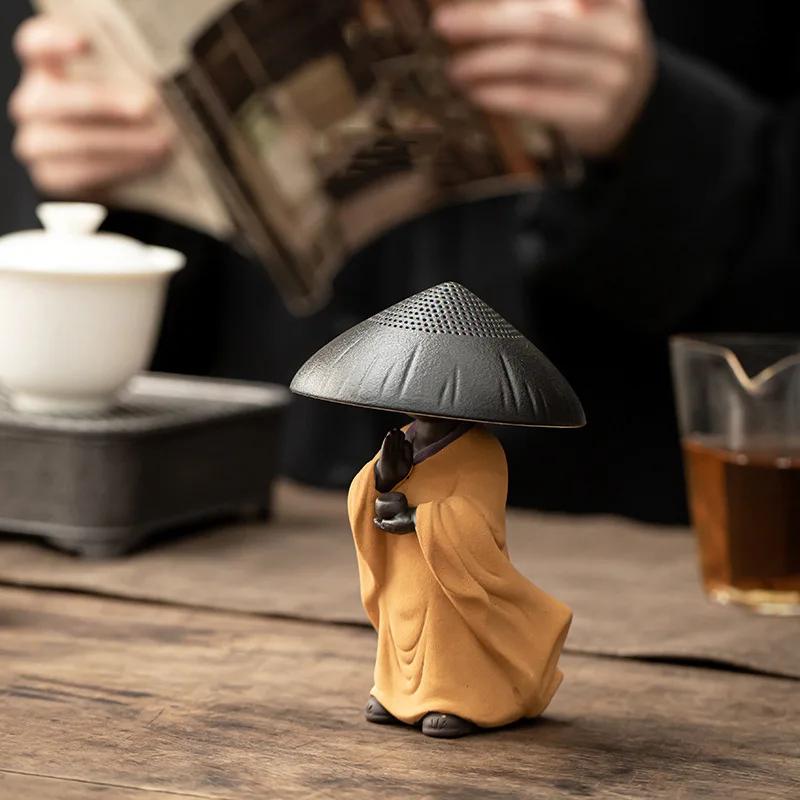 Ceramic Creative Little Monk Tea Strainer Tea Leaking Tea Strainer Household Kung Fu Set Accessories Ceremony Decoration