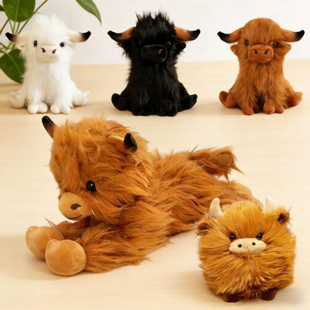 Kawaii Simulation Hochlandrind Plüschtiere Tier Kuh Stofftier Wildyak Plüsch Weiche Puppe Geburtstagsgeschenk Kinder Mädchen Junge Bison Dekoration