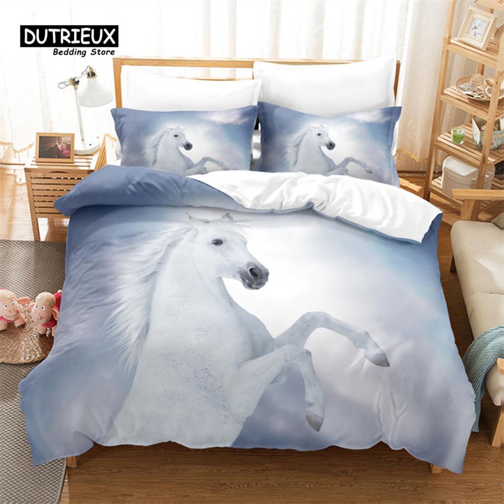 Animal Duvet Cover Set, Fashion Horse Bedding Set, Soft Comfortable Breathable Duvet Cover, For Bedroom Guest Room Decor