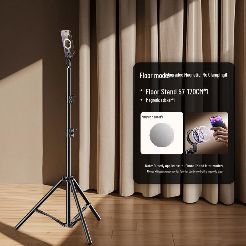 Magnetic MagSafe Selfie Support Floor Tripod for Professional Overhead Photography and Live Streaming.