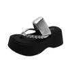 Fairy Fengshui Diamond Flip-flops Shoes Women's Summer Wear 2025 New Silver Height-increasing Thick-soled Beach Cool Slippers
