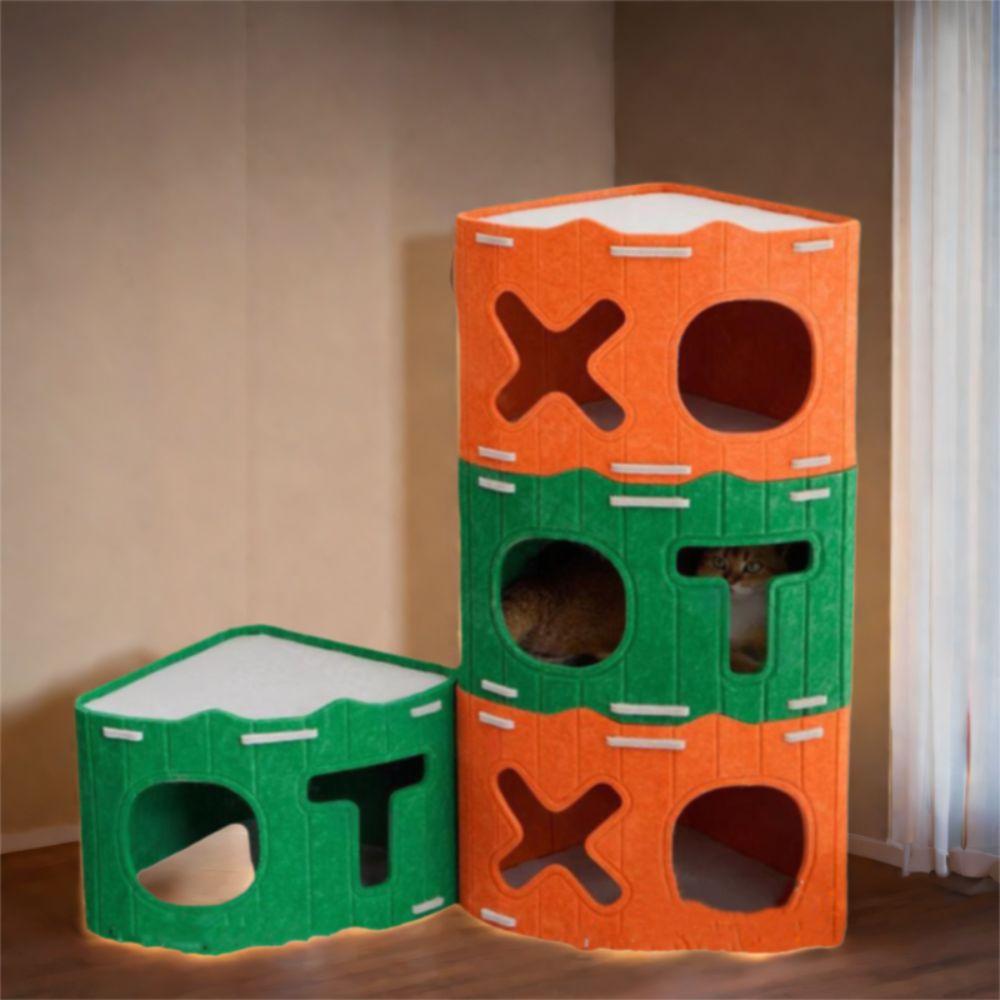 Space-Saving Felt Cat Bed Wear Resistant Semi-Enclosed Cat Bed Cat Hiding House  Indoor Cats