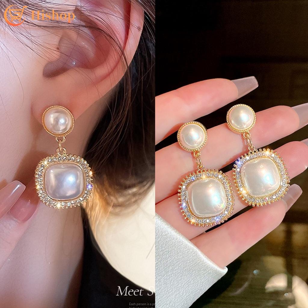 

Мода Корейская квадратная хрустальная серьга S925 Серебряные жемчужные серьги для женщин Аксессуары Ювелирные изделия