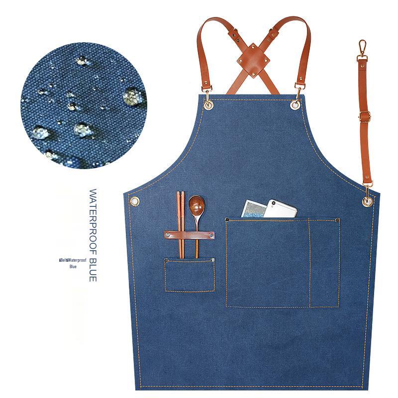Women's Celebrity-Style Thick Canvas Apron for Hairdressers, Milk Tea Shops, and Baristas