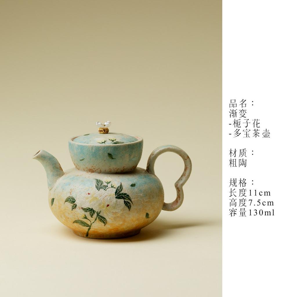 111ml Hand-painted Gardenia Flower Teapot Retro Tea Infuser Pot Household Tea Maker Kettle With Filter Chinese Tea For Tea Craft
