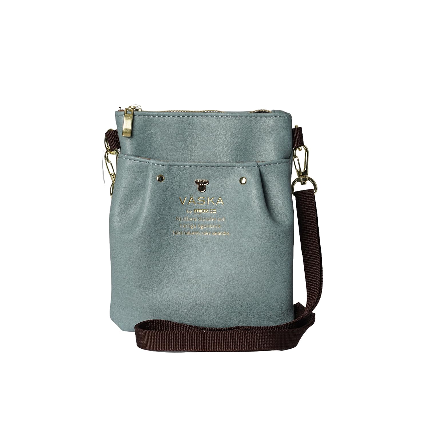 

VASKA by moz ROXY Mini Shoulder Bag for Women, Smartphone, Wallet, Pouch, Faux Leather, ShoulderCrossbody, Lightweight, Vertical, Moose Print, Nordic