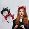 with Veil Halloween Rose Flower Headband Festiva Party Day of The Dead Headpiece  for Women