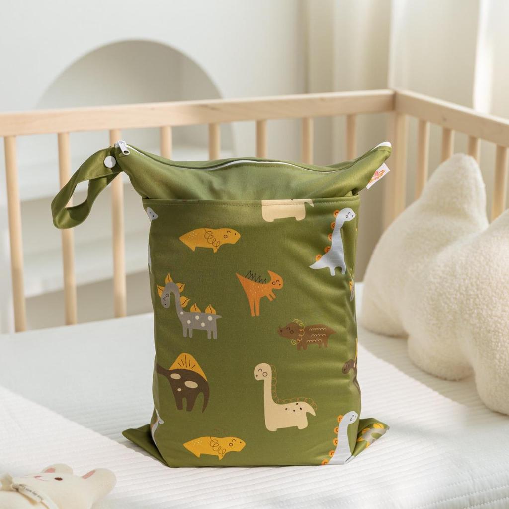 Nordic Dinosaur Baby Room Storage Bag - Waterproof Double Layer Wet/Dry Hanging Bag