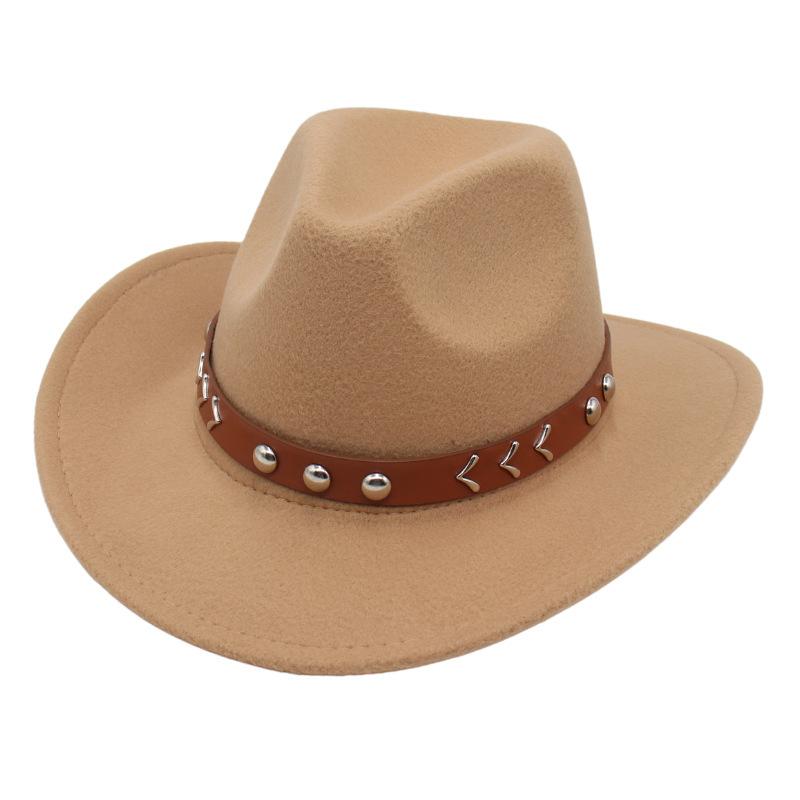 Rivet Tibetan Top Hat Belt Western Cowboy Hat Jazz Hat Guozhuang Dance Felt Hat Mongolian Sun Hat Wholesale For Men And Women