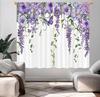 Purple Floral Butterfly Lilac Window Curtains Spring Flower Summer Girls Nature Garden Plant Drapes Treatment Curtain Polyester With Rod Pocket