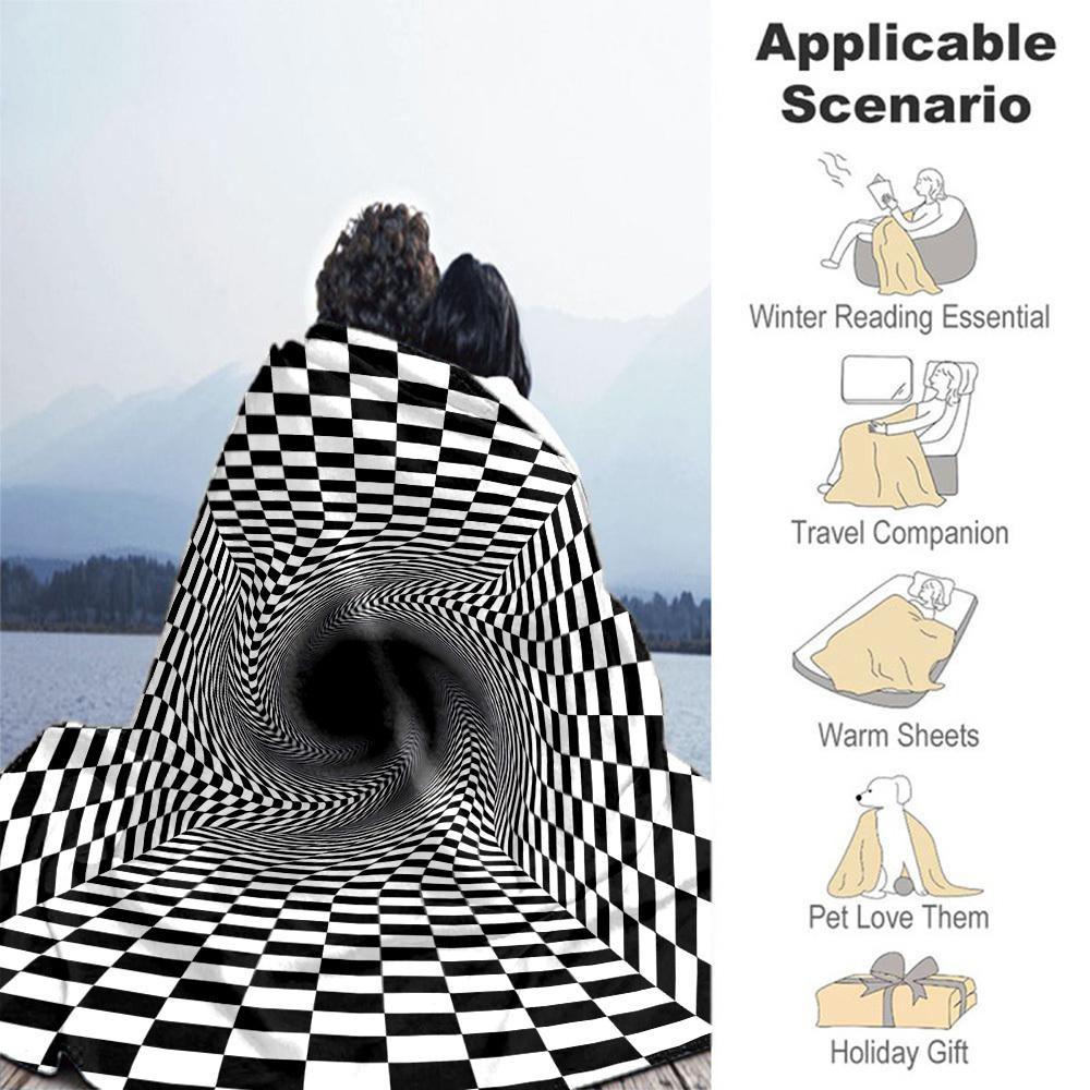 1PC Checkerboard TunnelOutdoor Flannel Blanket - Soft Plush Decor for Picnics, Camping, Bedroom, Playroom, Office, or Lunch Break 1308A