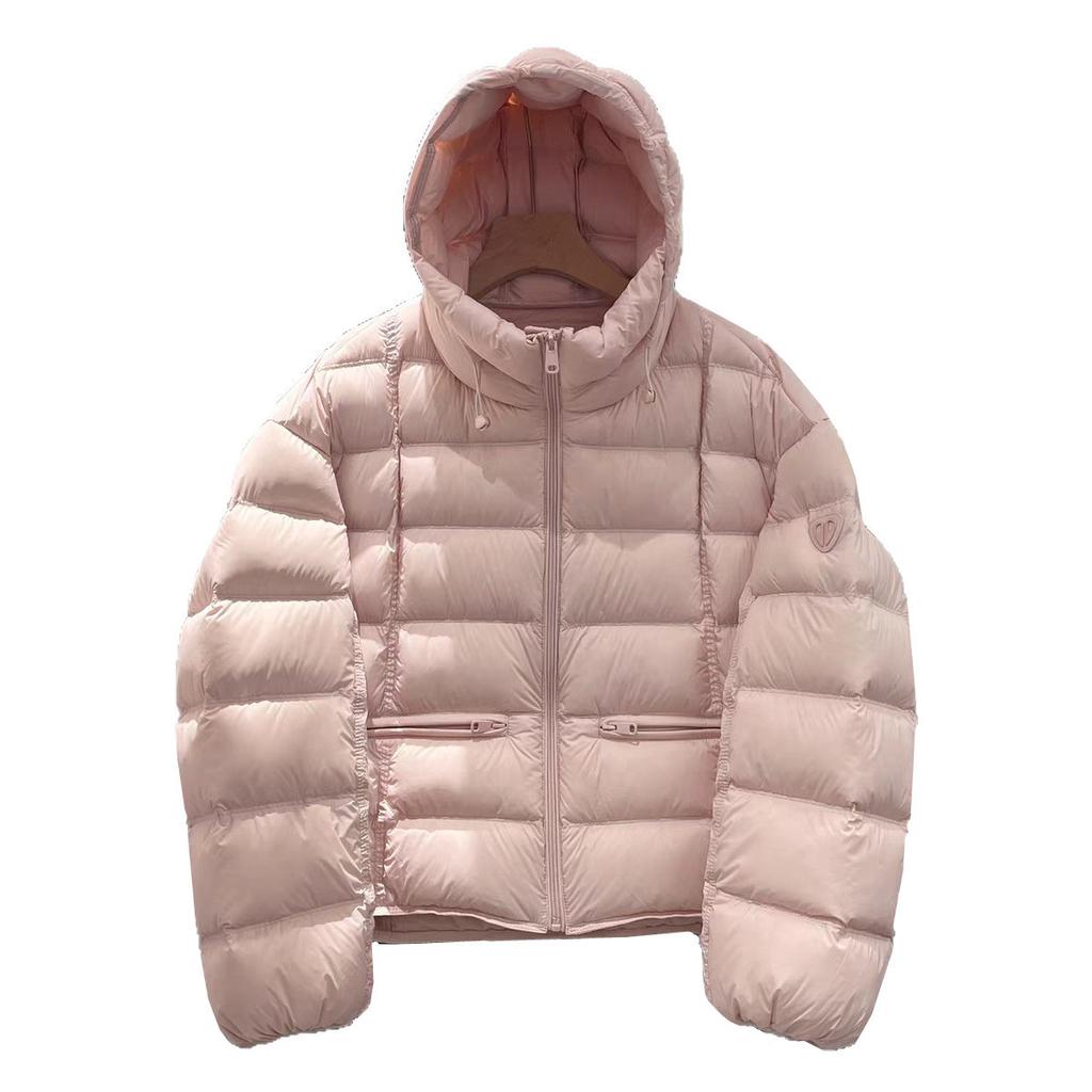 Lightweight and simple ribs short down jacket women's winter new fashionable loose hooded warm jacket