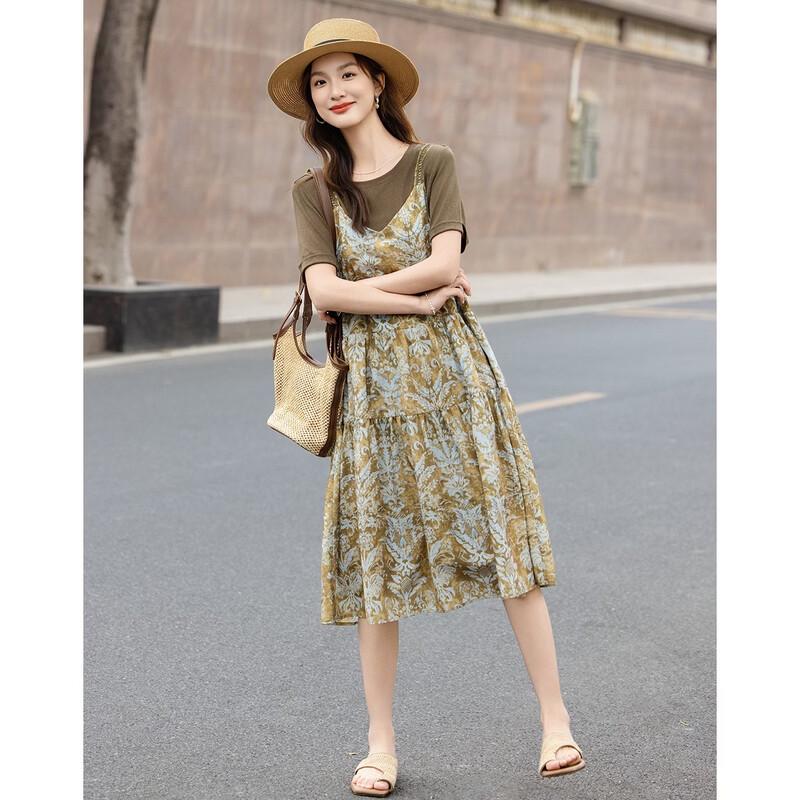 Women's Spliced Tiered T-Shirt Dress