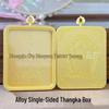 Golden Square Thangka Gau Box Pendant - Tibetan Buddhist Amulet Wearable Sweater Chain