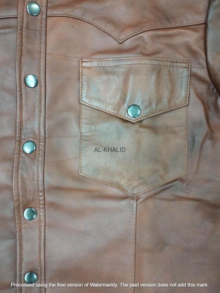 Party Stylish Real Handmade Ανδρικό Πουκάμισο Καφέ Επίσημο Casual 100% Lambskin Leather