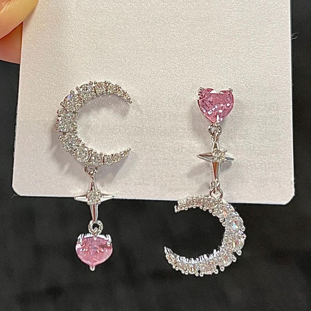 Modische Romantische Glänzende Rosa Kristall Schmetterling Ohrringe für Damen Wassertropfen Zirkonia Lange Quastenohrringe Hochzeit Zirkonia