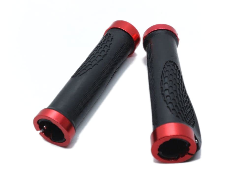 Beatus Ergonomic Handlebar Grips for Mountain Left and Right Rubber Type A Bikes, Set, Grips, (Red)