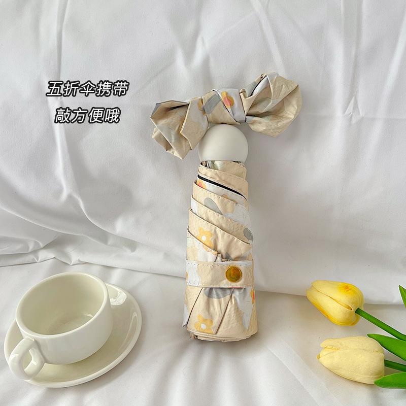 Knock beauty automatic umbrella female ins wind folding weather and rain dual-purpose vinyl sunscreen UV protection umbrella wholesale