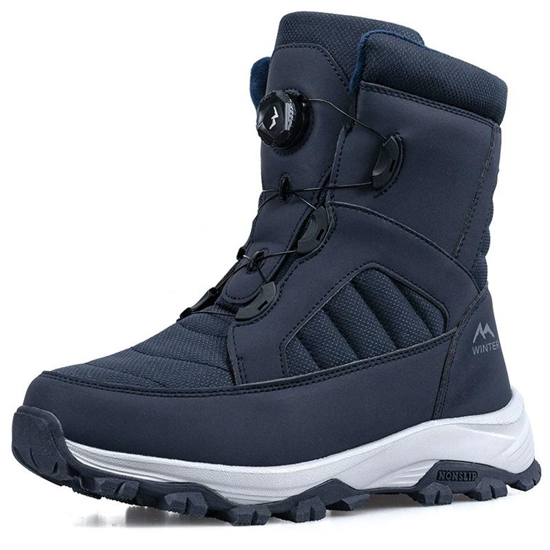 Winter Men's Rotating Button Snow Boots Thick plush cotton Boots keep warm Winter Boots Non-slip Mid-calf Boots outdoors shoes