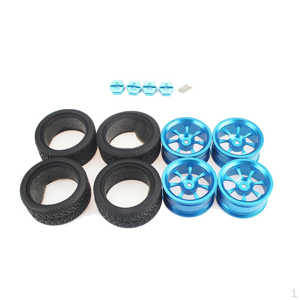 /set Metal Mm Wheel Hub & Rubber Tire DIY Upgrade Kits for 144001 124018 124019 Buggy RC Car