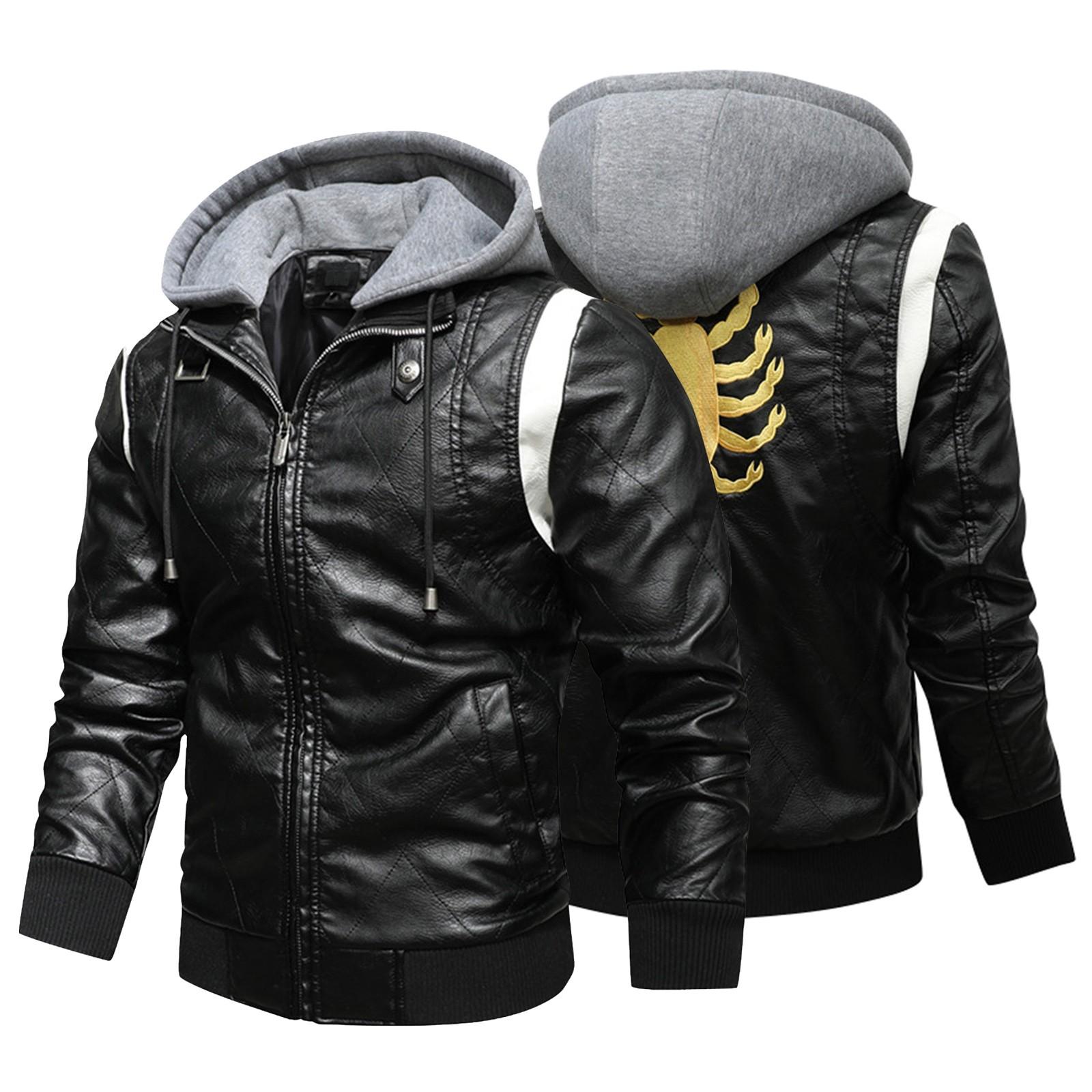 

Мужская осенне-зимняя тонкая кожаная куртка с капюшоном на молнии, мужской топ M жёлтый