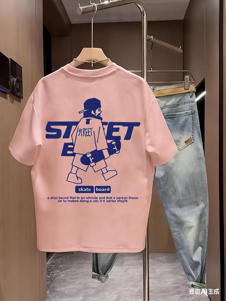 Summer 100% Cotton Men's White T Shirt Trendy Pattern Printing Soft Breathable Fabric Suitable Daily Commuting Fashionable Item