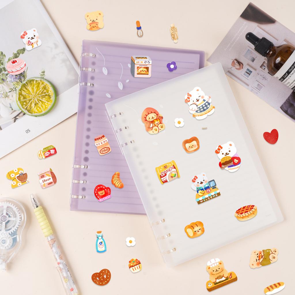 8Sheets Cartoon INS Bear Stickers Set Daily Life Themed Decorative Stationery for DIY Laptop Car Phone Kids Toys